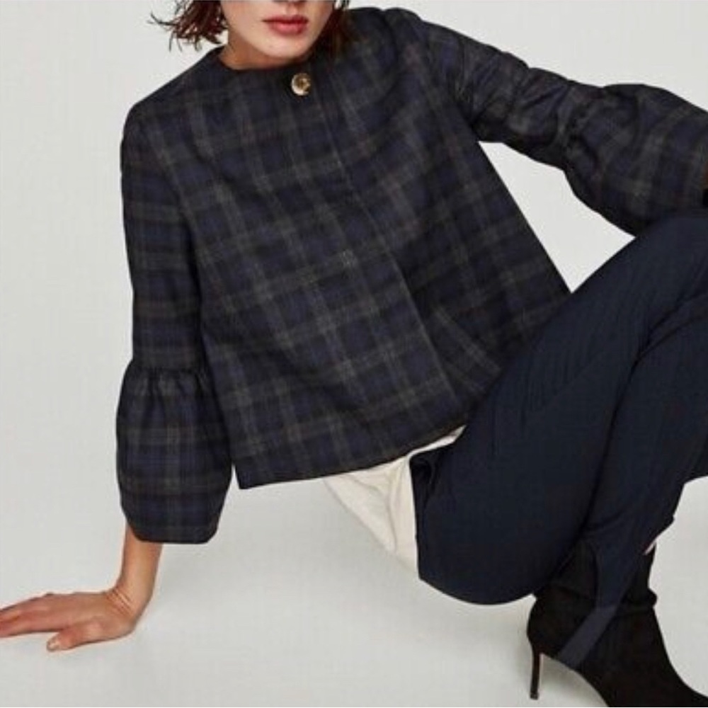 Zara Plaid Blazer with Bell Cuff